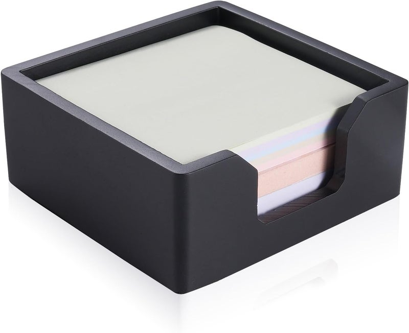 BAOHD Concrete Sticky Note Holder for 3x3 Inch Post Note - Cement Self-Stick Note Memo Pad Holder, Post Notepad Dispenser Organizer, Modern Desk Accessory for Office & Home, Black - Image 1
